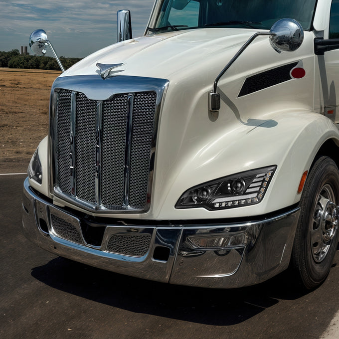 LED DRL Switchback Sequential Projector Headlights <br> 13-20 Peterbilt 579, 11-18 587