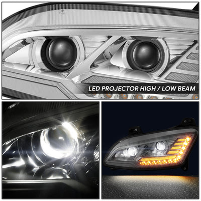 LED DRL Switchback Sequential Projector Headlights <br> 13-20 Peterbilt 579, 11-18 587