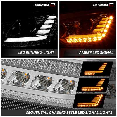 LED DRL Switchback Sequential Projector Headlights <br> 13-20 Peterbilt 579, 11-18 587