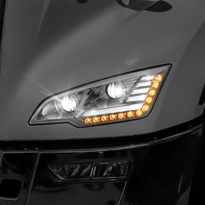 LED DRL Switchback Sequential Projector Headlights <br> 13-20 Peterbilt 579, 11-18 587