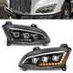 LED DRL Sequential Signal Black Projector Headlight <br>22-25 Peterbilt 579