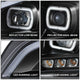 LED DRL Sequential Signal Black Projector Headlight <br>22-25 Peterbilt 579