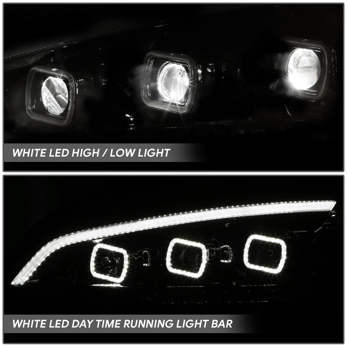 LED DRL Sequential Signal Black Projector Headlight <br>22-25 Peterbilt 579