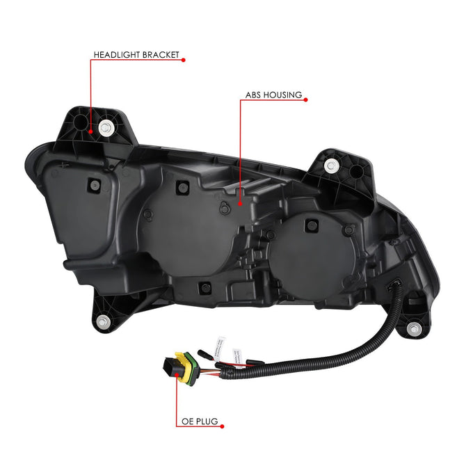 LED DRL Sequential Signal Black Projector Headlight <br>22-25 Peterbilt 579