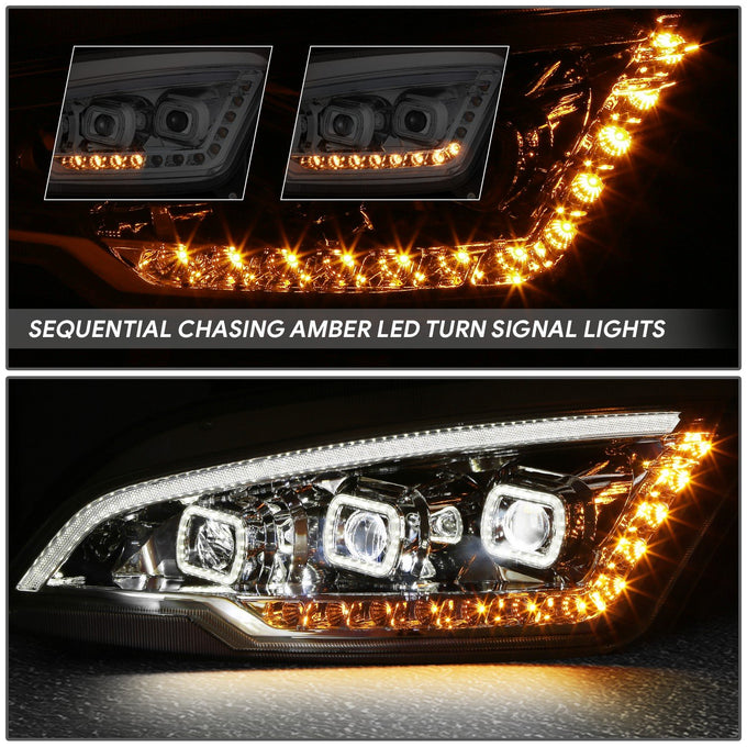 Full LED Sequentail Signal Projector Headlights Chrome <br>22-25 Peterbilt 579