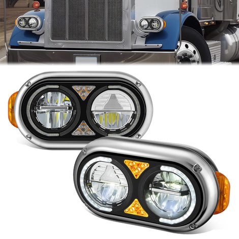 Full LED Sequential Chasing Projector Headlights <br>81-88 Peterbilt 359, 87-07 379, 08-21 389