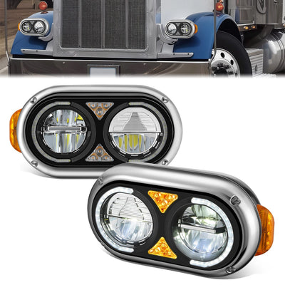 Full LED Sequential Chasing Projector Headlights <br>81-88 Peterbilt 359, 87-07 379, 08-21 389