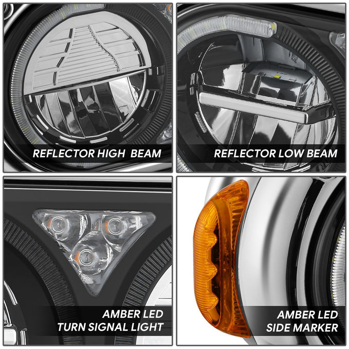 Full LED Sequential Chasing Projector Headlights <br>81-88 Peterbilt 359, 87-07 379, 08-21 389