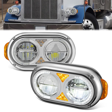 Full LED Sequential Chasing Projector Headlights <br>81-88 Peterbilt 359, 87-07 379, 08-21 389