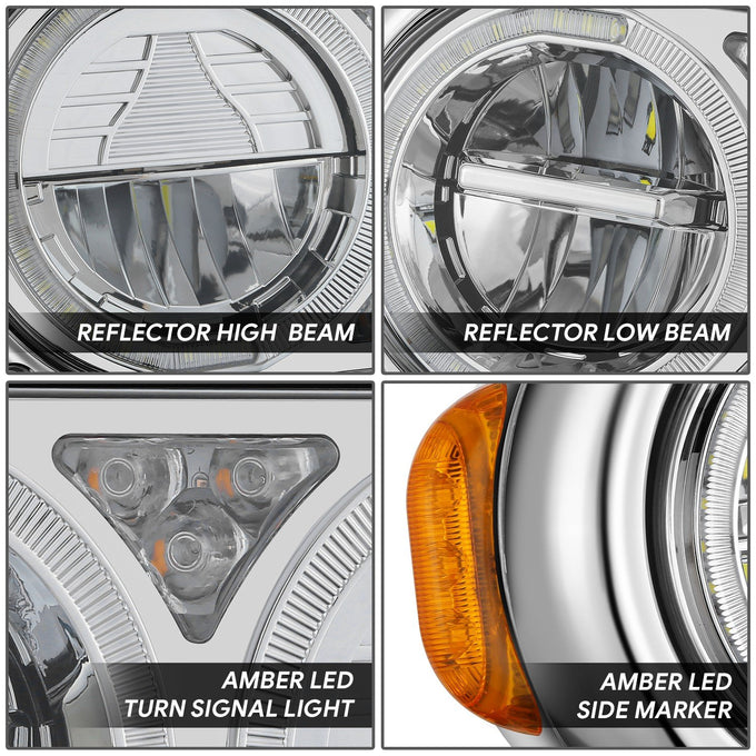 Full LED Sequential Chasing Projector Headlights <br>81-88 Peterbilt 359, 87-07 379, 08-21 389