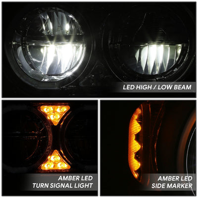 Full LED Sequential Chasing Projector Headlights <br>81-88 Peterbilt 359, 87-07 379, 08-21 389