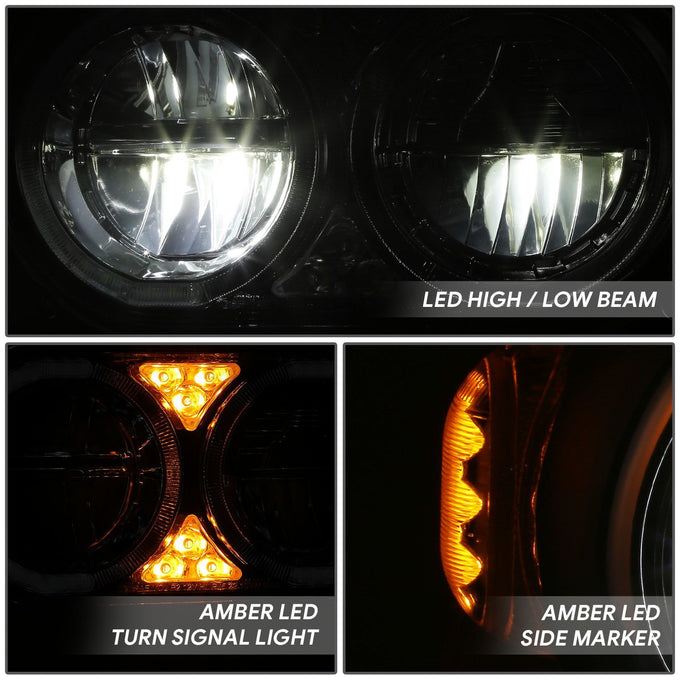 Full LED Sequential Chasing Projector Headlights <br>81-88 Peterbilt 359, 87-07 379, 08-21 389
