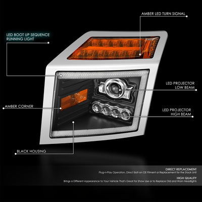 LED DRL Sequential Projector Headlights <br> 18-25 Mack Anthem