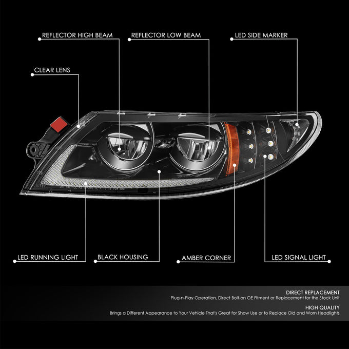 Full LED Black Amber Headlights <br>02-15 International 4100, 4200, 4300