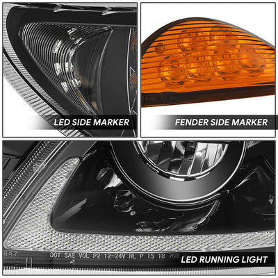 Full LED Black Amber Headlights <br>02-15 International 4100, 4200, 4300