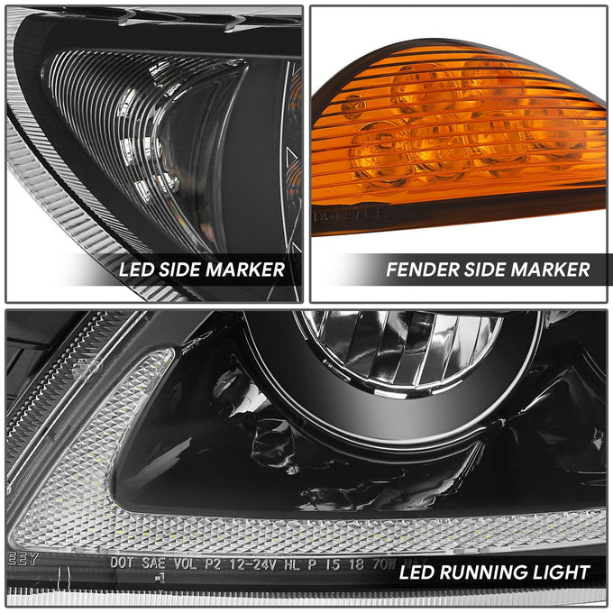 Full LED Black Amber Headlights <br>02-15 International 4100, 4200, 4300