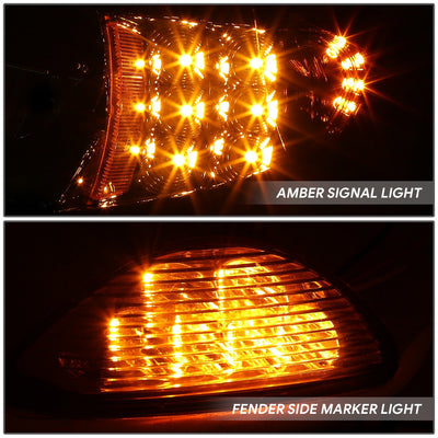 Full LED Black Amber Headlights <br>02-15 International 4100, 4200, 4300