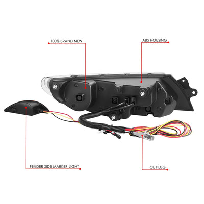 Full LED Black Amber Headlights <br>02-15 International 4100, 4200, 4300