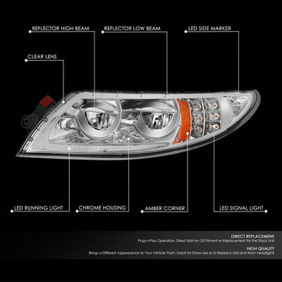 Full LED Chrome Amber Headlights <br>02-15 International 4100, 4200, 4300