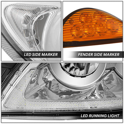 Full LED Chrome Amber Headlights <br>02-15 International 4100, 4200, 4300