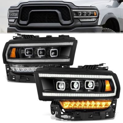 Full LED DRL Sequential Headlights <br>19-24 Ram 2500 3500 4500 5500
