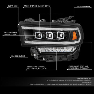 Full LED DRL Sequential Headlights <br>19-24 Ram 2500 3500 4500 5500