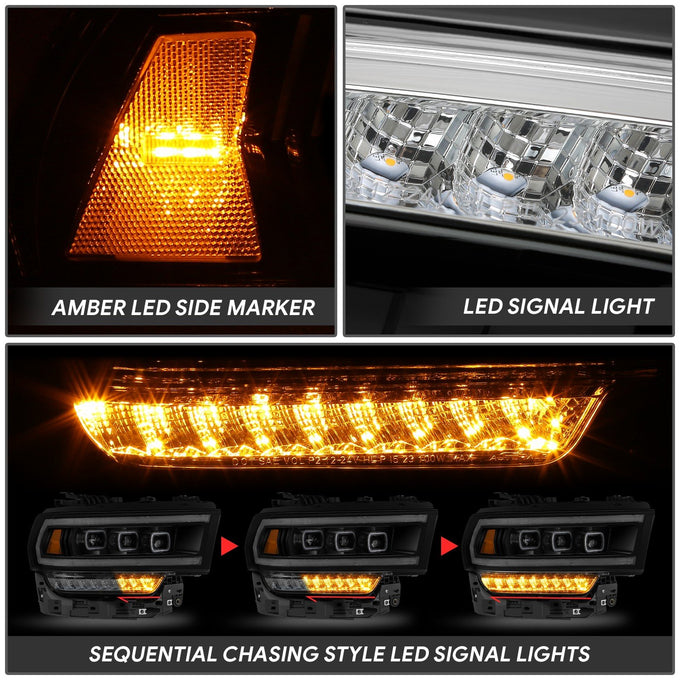 Full LED DRL Sequential Headlights <br>19-24 Ram 2500 3500 4500 5500