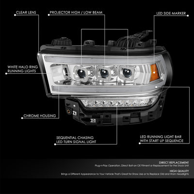 Full LED DRL Sequential Headlights <br>19-24 Ram 2500 3500 4500 5500