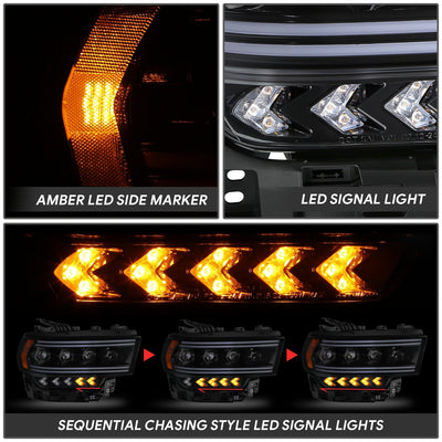 Full LED DRL Sequential Projector Headlights <br>19-24 Ram 2500 3500 4500 5500