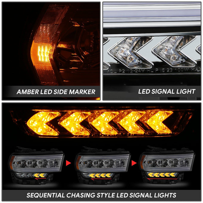 Full LED DRL Sequential Projector Headlights <br>19-24 Ram 2500 3500 4500 5500