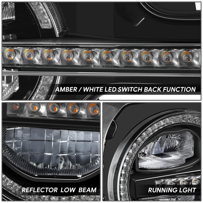 Black Housing Amber/White LED Switch Back Headlights<br>21-26 Ford Bronco