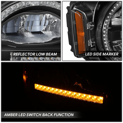 Black Housing Amber/White LED Switch Back Headlights<br>21-26 Ford Bronco