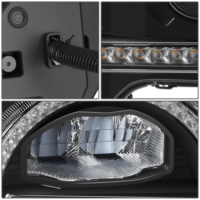Black Housing Amber/White LED Switch Back Headlights<br>21-26 Ford Bronco