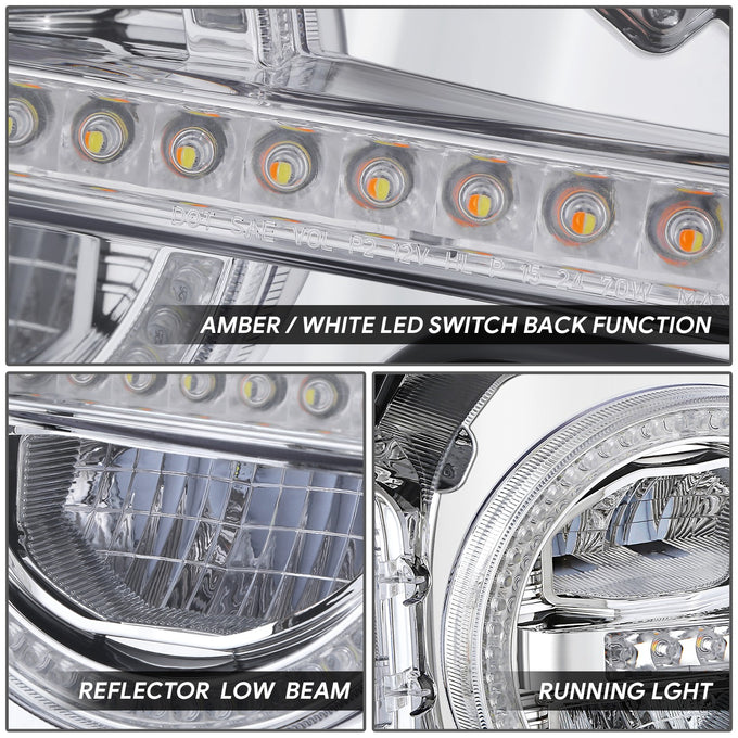 Chrome Housing Amber/White LED Switch Back Headlights<br>21-26 Ford Bronco