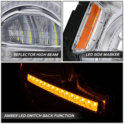 Chrome Housing Amber/White LED Switch Back Headlights<br>21-26 Ford Bronco