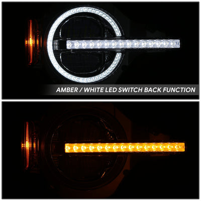 Chrome Housing Amber/White LED Switch Back Headlights<br>21-26 Ford Bronco