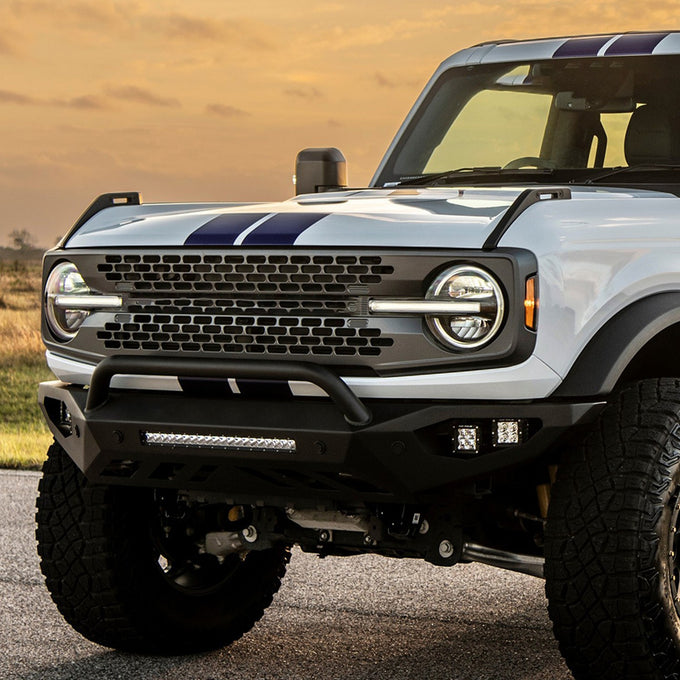Chrome Housing Amber/White LED Switch Back Headlights<br>21-26 Ford Bronco