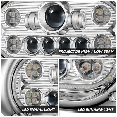 LED DRL Halo Ring Projector Headlights <br>67-87 Peterbilt 359