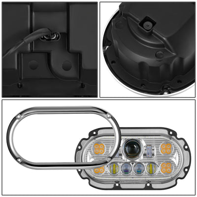 LED DRL Halo Ring Projector Headlights <br>67-87 Peterbilt 359