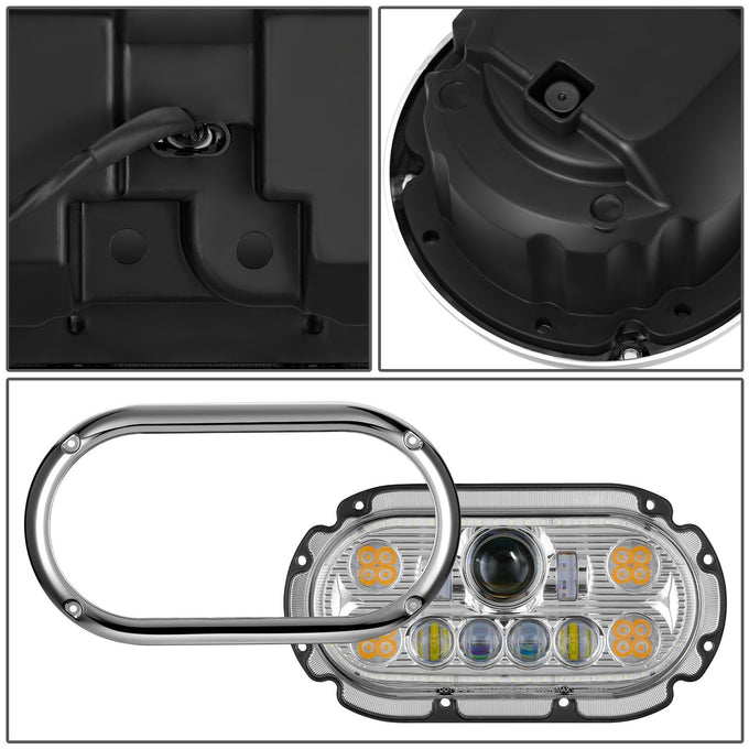 LED DRL Halo Ring Projector Headlights <br>67-87 Peterbilt 359