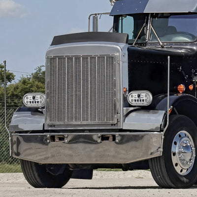 LED DRL Halo Ring Projector Headlights <br>67-87 Peterbilt 359