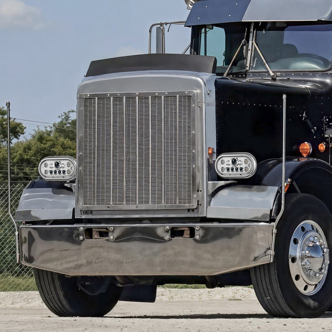 LED DRL Halo Ring Projector Headlights <br>67-87 Peterbilt 359
