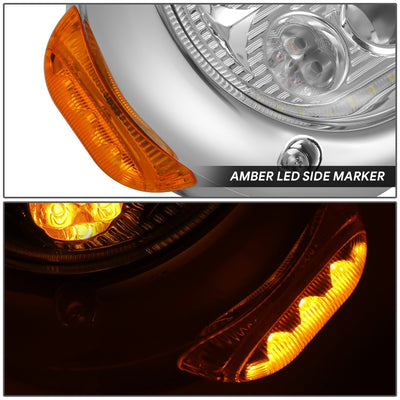 Full LED DRL Halo Ring Projector Headlight <br>67-87 Peterbilt 359