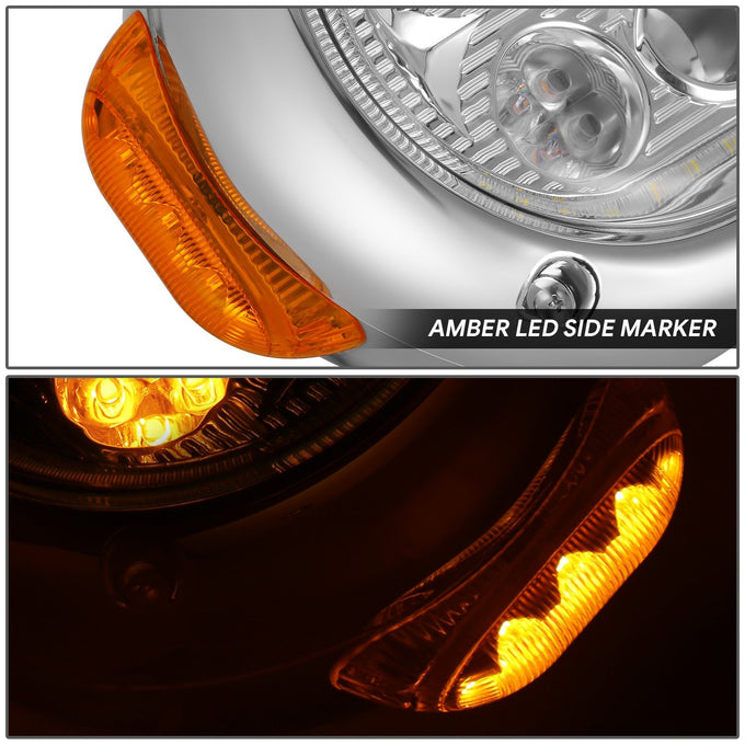 Full LED DRL Halo Ring Projector Headlight <br>67-87 Peterbilt 359