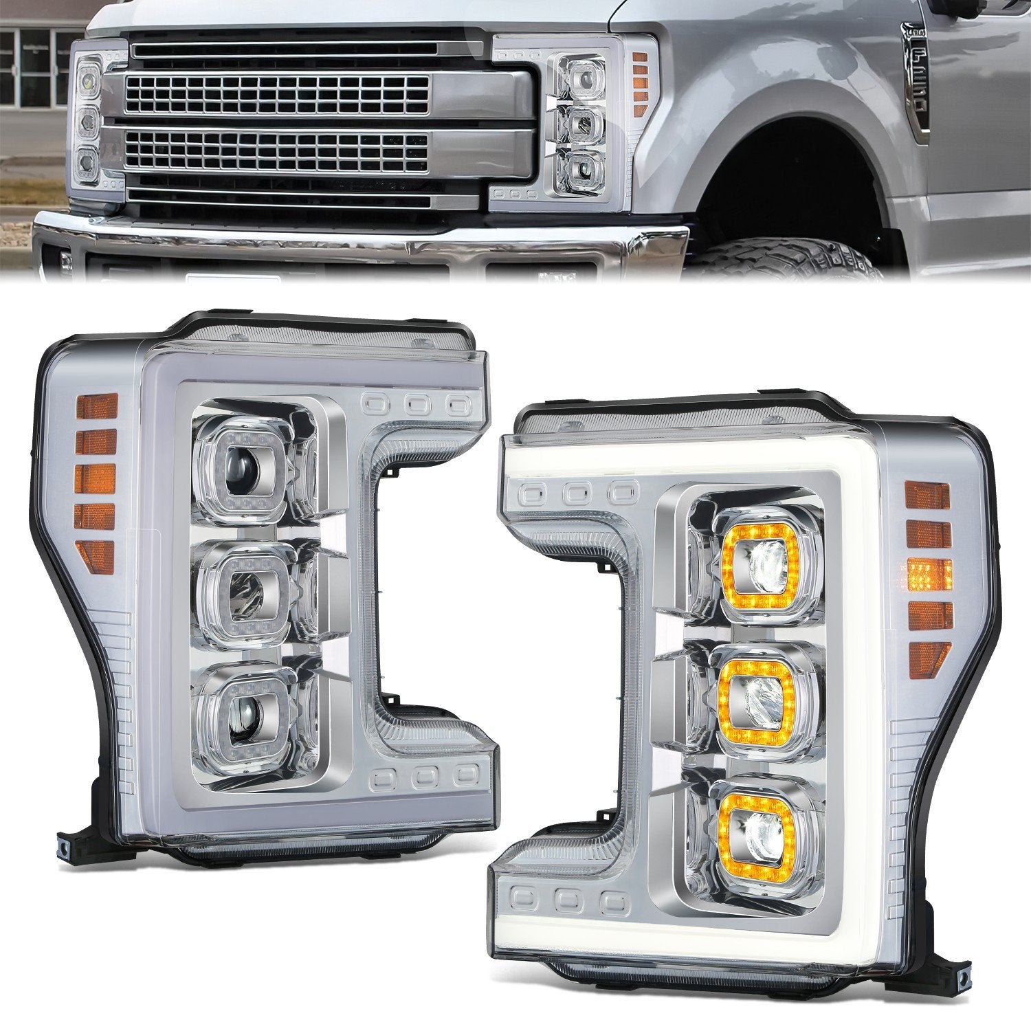 Full LED Sequential Chasing Projector Headlights <br>17-19 Ford F-250, F-350 Super Duty