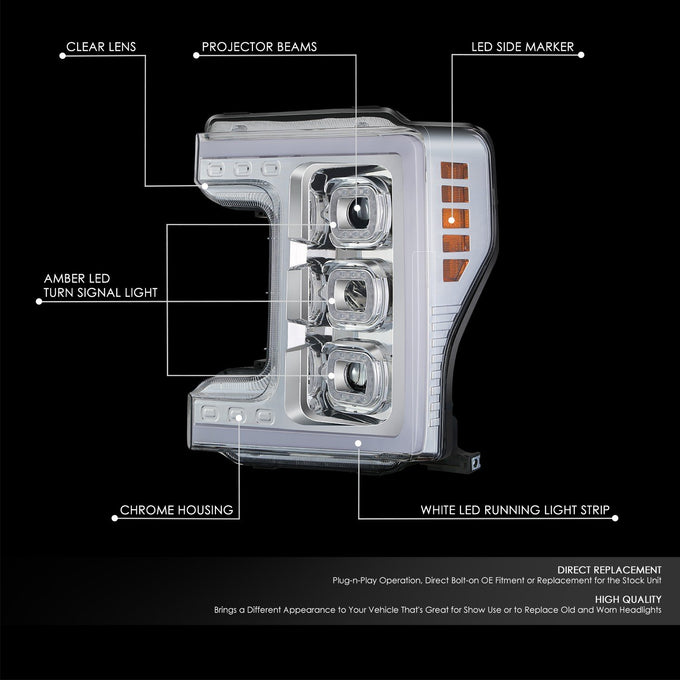 Full LED Sequential Chasing Projector Headlights <br>17-19 Ford F-250, F-350 Super Duty