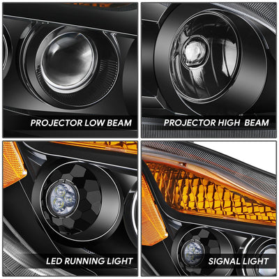 Black Amber Full LED Projector Headlight Lamps <br>22-25 Kenworth T680 Next Gen