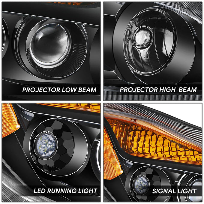 Black Amber Full LED Projector Headlight Lamps <br>22-25 Kenworth T680 Next Gen