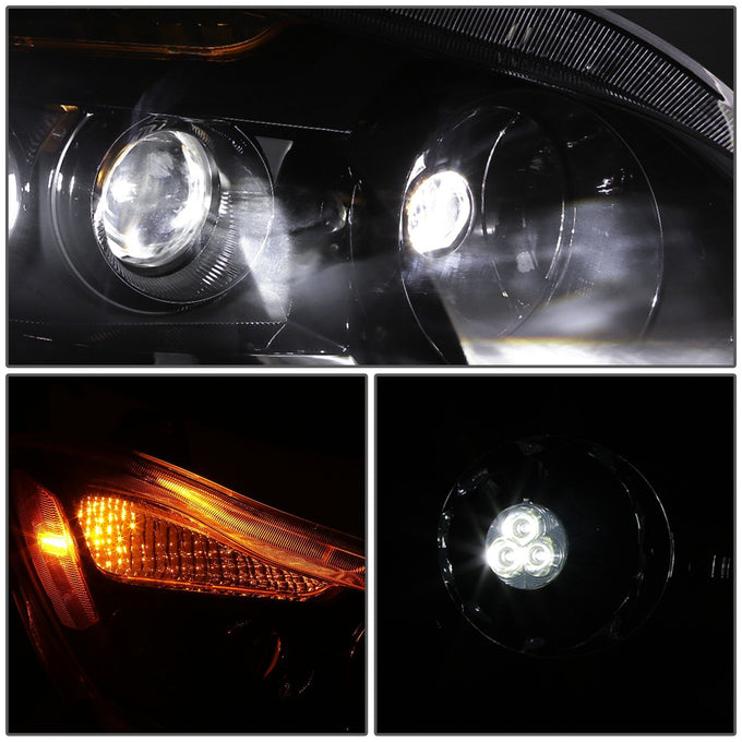 Black Amber Full LED Projector Headlight Lamps <br>22-25 Kenworth T680 Next Gen
