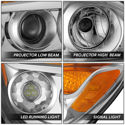 Chrome Amber Full LED Projector Headlight Lamps <br>22-25 Kenworth T680 Next Gen